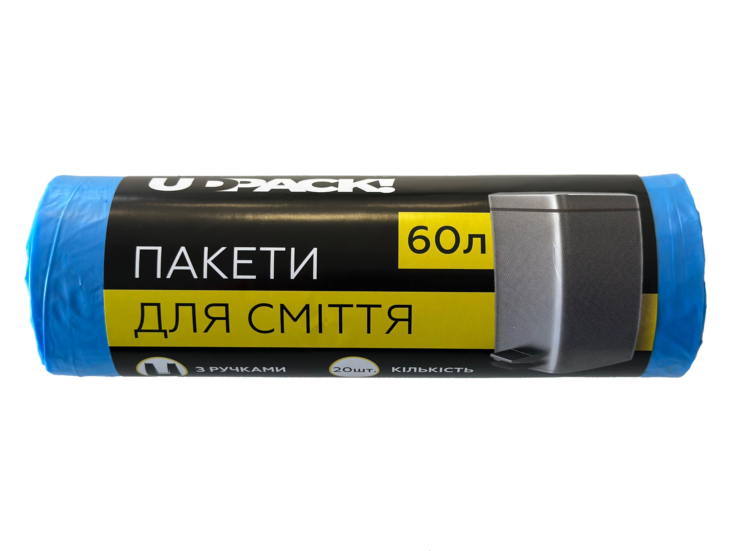 Пакет для сміття із ручками UDPACK! 60л, 20шт, 14мкм, синій